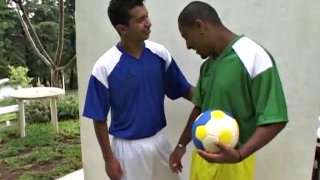 In this scene, Latino soccer jocks Junior and Mike hook up for some bareback post-game fun. Mike gets a taste of that huge cock before Junior slides it in his ass. Junior keeps Mike moaning as he fucks his ass.