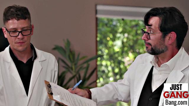 Big ass babe enjoys being in a gangbang