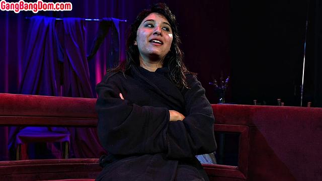 Bitch in stockings gets smashed in gangbang