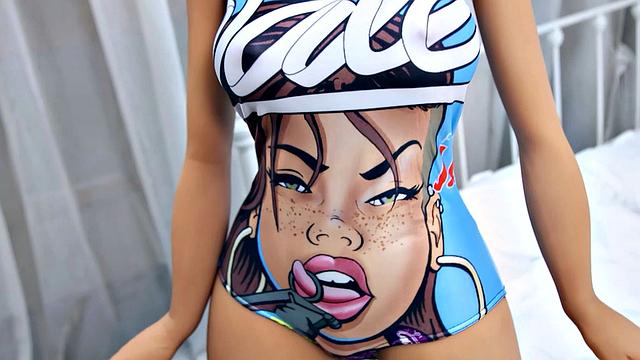 Newest sex robot with blonde hair and petite frame