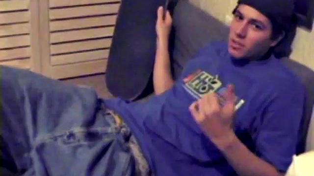 Fabulously tight and lean, Jayden works his cock for a while inside his boxers, and it soon pops out. With the usual noisy straight porn in the background, Jayden gives himself a vigorous hand job.