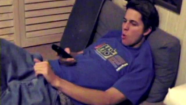 Fabulously tight and lean, Jayden works his cock for a while inside his boxers, and it soon pops out. With the usual noisy straight porn in the background, Jayden gives himself a vigorous hand job.