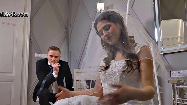 VIP4K. Bride can't resist and seduces to fuck before wedding