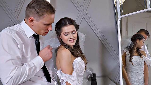 VIP4K. Bride can't resist and seduces to fuck before wedding