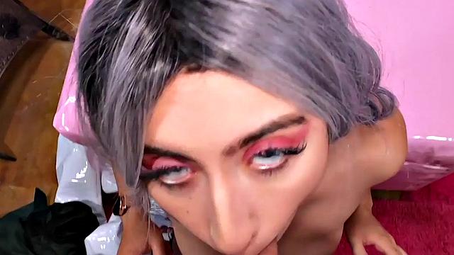 POV stepteen blowing before nailed in shaved pussy