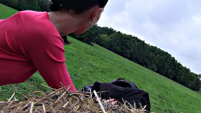 Roll in Hay with Hot Brunette