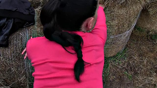 Roll in Hay with Hot Brunette