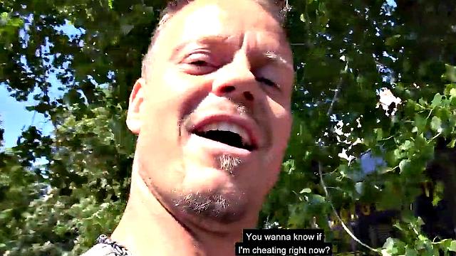 Public German amateur MILF fucked outdoors in POV style