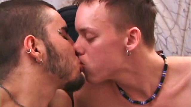 Rock and Roar start off stroking to a porn video and soon they're sucking each other's cock. Roar gets on his back, and Rock fucks the stuff out of him. Roar looks like he might even be in pain.