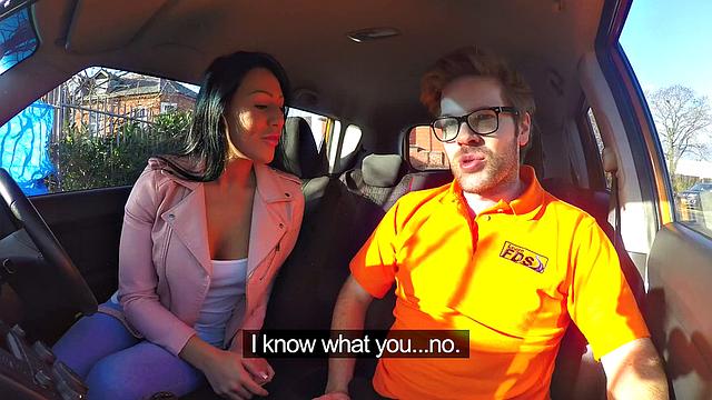 Rebel Teen gets her tight pussy filled with cream in wild car ride