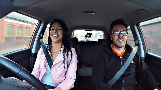 Rebel Teen gets her tight pussy filled with cream in wild car ride