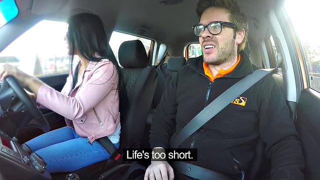 Rebel Teen gets her tight pussy filled with cream in wild car ride