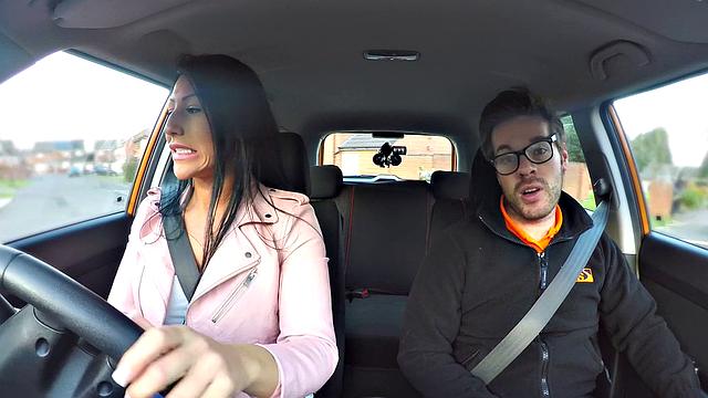 Rebel Teen gets her tight pussy filled with cream in wild car ride