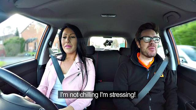 Rebel Teen gets her tight pussy filled with cream in wild car ride