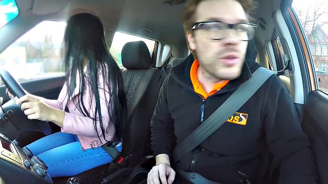 Rebel Teen gets her tight pussy filled with cream in wild car ride