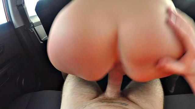 Rebel Teen gets her tight pussy filled with cream in wild car ride