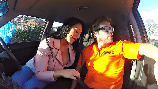 Rebel Teen gets her tight pussy filled with cream in wild car ride