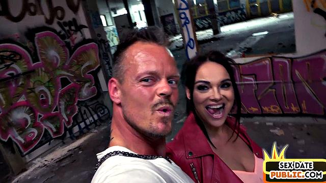 Public MILF fucked by sex date in abandoned building