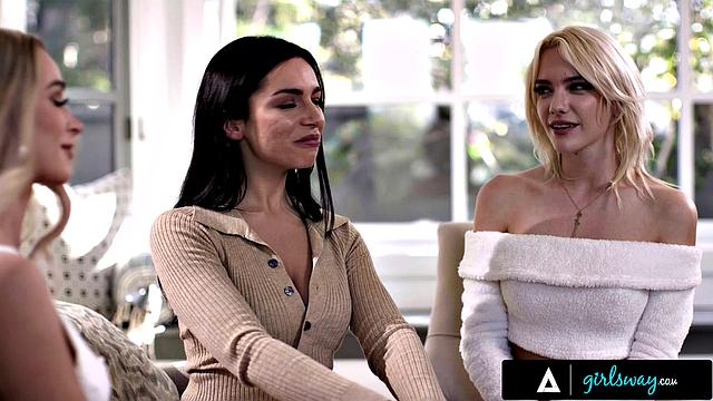 GIRLSWAY - Double Date Gets Awkward When Kenna James Meets Girlfriend's Ex Emma Hix! HOT FOURSOME