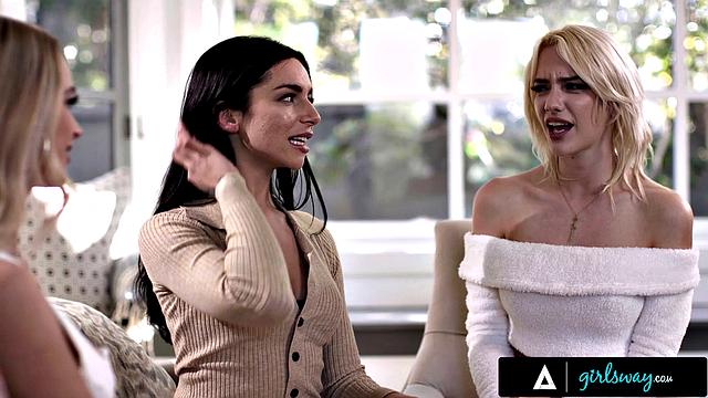 GIRLSWAY - Double Date Gets Awkward When Kenna James Meets Girlfriend's Ex Emma Hix! HOT FOURSOME