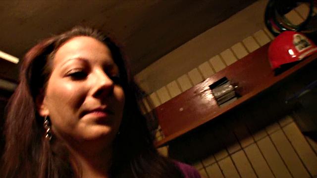 Lonely Brunette At Cafe Takes Cream All Over Her Face