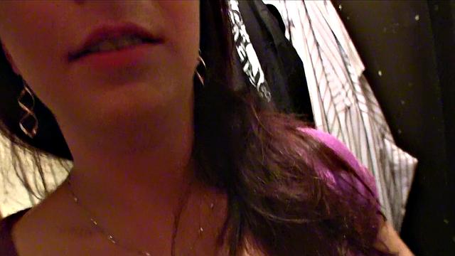 Lonely Brunette At Cafe Takes Cream All Over Her Face