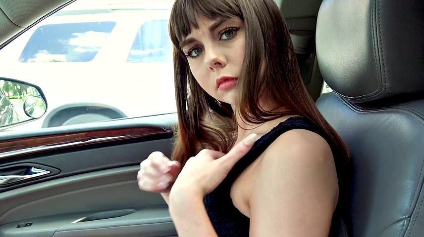 Hot teen cutie gets her bald pussy drilled in the car