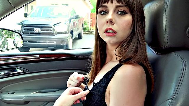 Hot teen cutie gets her bald pussy drilled in the car
