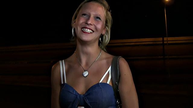 Blonde women gets fucked outside next to the road