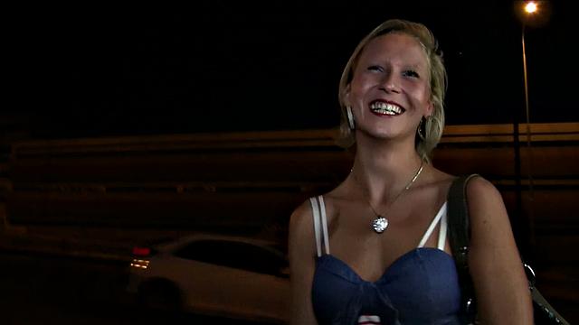 Blonde women gets fucked outside next to the road