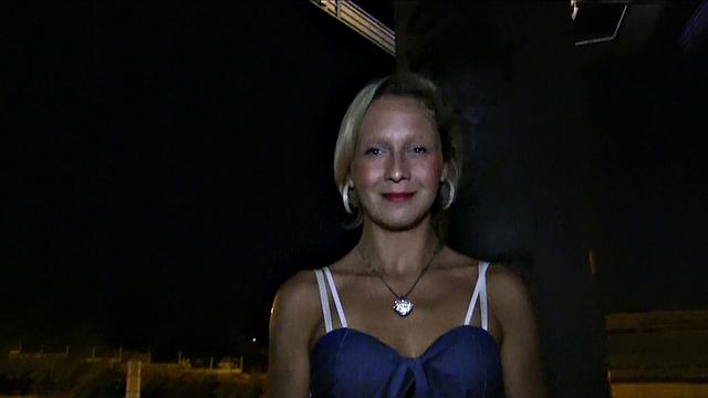 Blonde women gets fucked outside next to the road