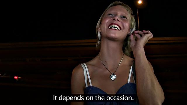 Blonde women gets fucked outside next to the road