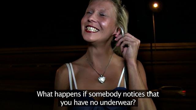 Blonde women gets fucked outside next to the road