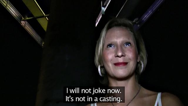 Blonde women gets fucked outside next to the road