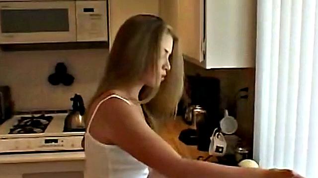 Horny teen toys her pink tight pussy