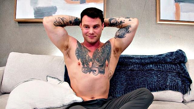 Sexy gay loves jerking his dick while fingering ass