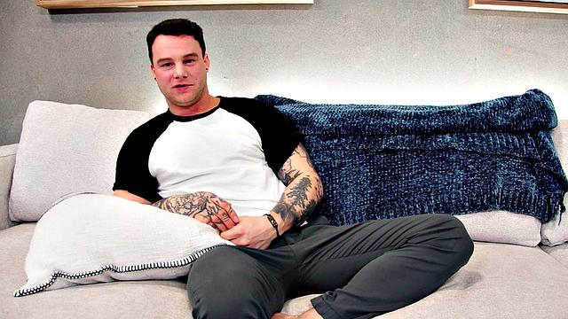 Sexy gay loves jerking his dick while fingering ass