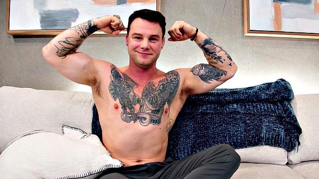 Sexy gay loves jerking his dick while fingering ass