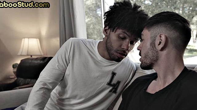 Black stepbrother rides white cock in stepfamily bareback