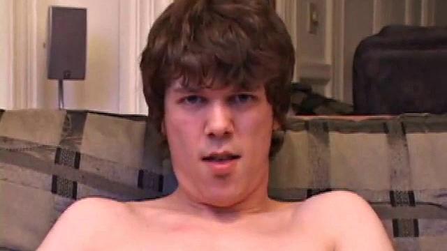 Matthew Matters wants a handjob, so he unzips his jeans and out pops that monster dick. He strokes himself before asking for help and pumps out a messy cum load onto his tummy, then licks it up.