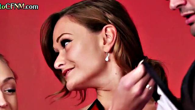 CFNM cheerleaders deepthroating in locker room