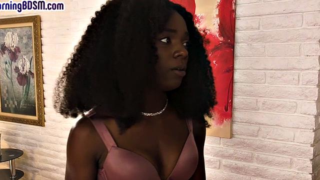 Submissive Ebony fucked in her tight black ass