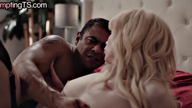 Tempting TS babe barebacked by businessman in her skinny ass