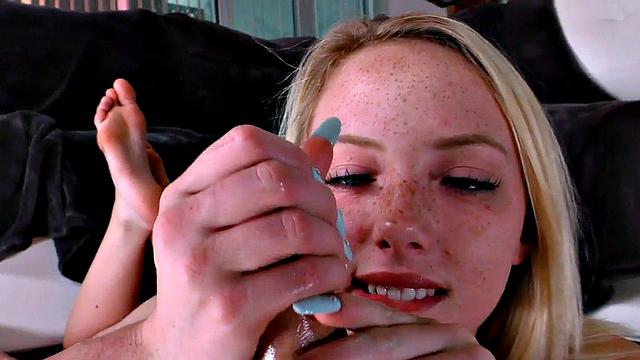 HJ lover jerks oiled POV dick while talking dirty