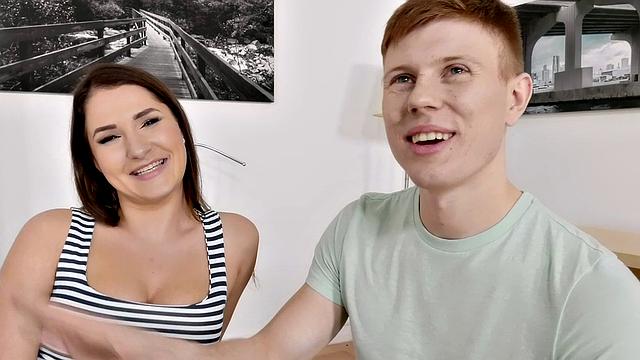 Oiled up Russian chick with brown hair pays her rent with a hot sex tape