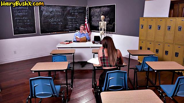 Horny beauty babe drilled by teacher
