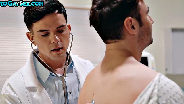 Tattooed jock barebacks BF in car repair shop