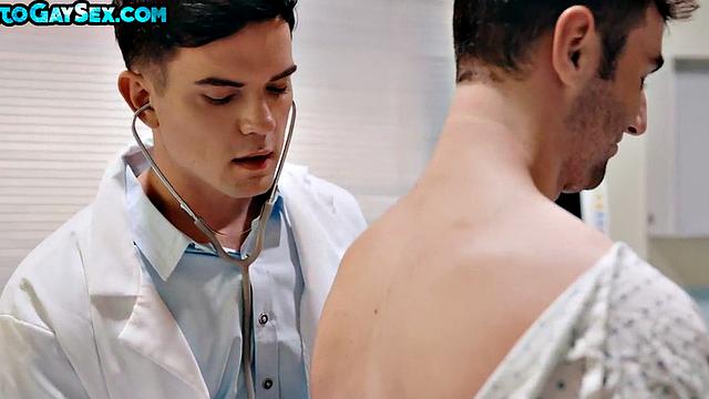 Tattooed jock barebacks BF in car repair shop