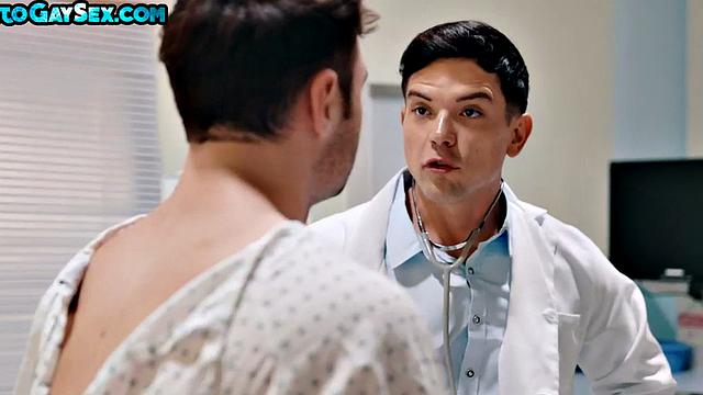 Tattooed jock barebacks BF in car repair shop