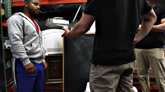 Black bottom gets fucked in pawnshop by owners